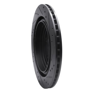 Cadillac CTS Brake Rotor (1) - Rear Left - R1 Concepts - Drilled & Slotted - Black - `08-`14